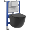 Mexen Lena inbouwset WC pneumatisch frame Tex Air XS-F met WC-pot Tornado en softclose zitting, zwarte mat - 610830221085TA