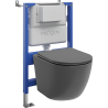 Mexen Lena Unterputz-WC-Set pneumatischer Tex Air XS-F Rahmen mit WC-Schüssel und Soft-Close-Sitz, dunkelgrau matt