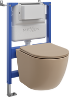 Mexen zestaw podtynkowy WC stelaż pneumatyczny Tex Air XS-F z miską WC Lena i deską wolnoopadającą, cappuccino mat