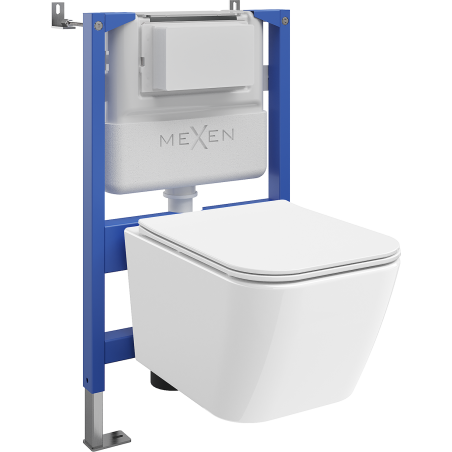Mexen zestaw podtynkowy WC stelaż pneumatyczny Tex Air XS-F z miską WC Madox i deską wolnoopadającą, biały - 610830154000A
