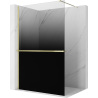 Mexen Kioto+ ścianka prysznicowa z półką Walk-in 100 x 200 cm, ombre czarna 8 mm, złota - 800-100-121-50-76