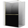 Mexen Kioto+ duschvägg med hylla Walk-in 130 x 200 cm, ombre svart 8 mm, guld - 800-130-121-50-76