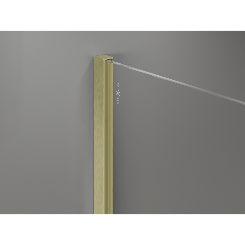 Mexen Kioto+ ścianka prysznicowa z półką Walk-in 150 x 200 cm, ombre czarna 8 mm, złota szczotkowana - 800-150-121-55-76