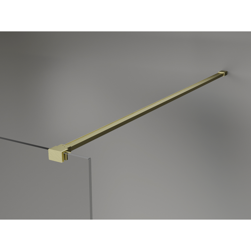 Mexen Kioto+ ścianka prysznicowa z półką Walk-in 150 x 200 cm, ombre czarna 8 mm, złota szczotkowana - 800-150-121-55-76
