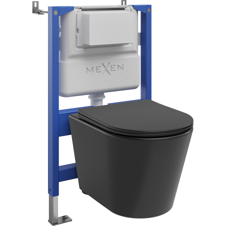 Mexen Rico WC inbouwsysteem pneumatisch frame Tex Air XS-F met WC-pot en softclose zitting, zwart mat - 610830721085A