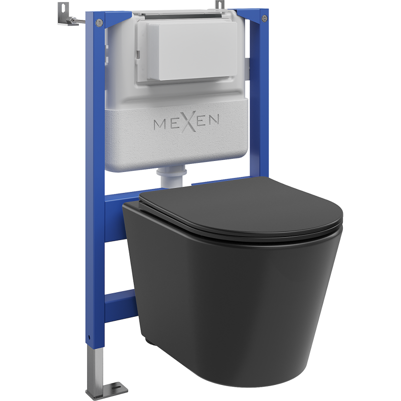 Mexen Rico Unterputz-WC-Set Pneumatischer Rahmen Tex Air XS-F mit WC-Schüssel Tornado und Absenkautomatik, Schwarz matt
