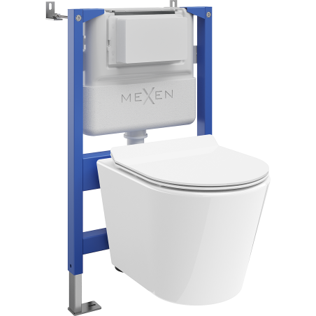 Mexen Rico WC Concealed Cistern Set Tex Air XS-F with Tornado WC Bowl and Soft-Close Seat, White - 610830724000TA