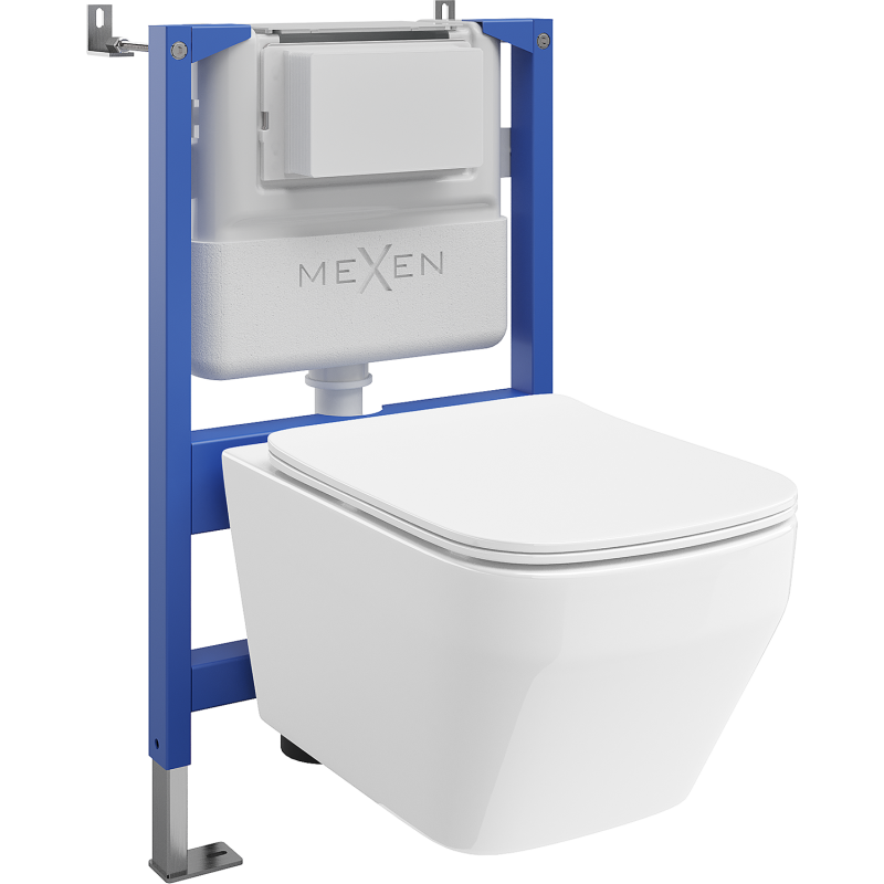 Mexen Riva Unterputz-WC-Satz pneumatisches Gerüst Tex Air XS-F mit WC-Schüssel Tornado und Absenkautomatik, weiß