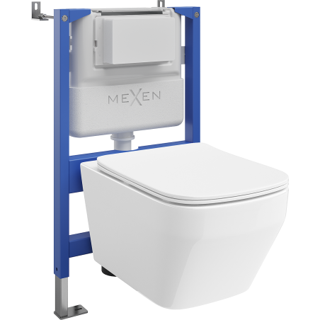 Mexen Riva concealed WC set with pneumatic frame Tex Air XS-F with WC bowl Tornado and soft-closing seat, white - 610830630200TA