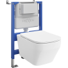 Mexen Riva conjunto embutido WC estrutura pneumática Tex Air XS-F com sanita Tornado e tampa com fecho suave, branco
