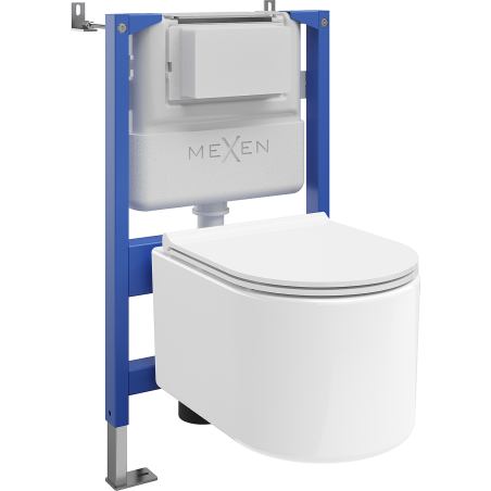 Mexen Sofia set da incasso WC telaio pneumatico Tex Air XS-F con vaso WC Tornado e sedile a chiusura rallentata, bianco