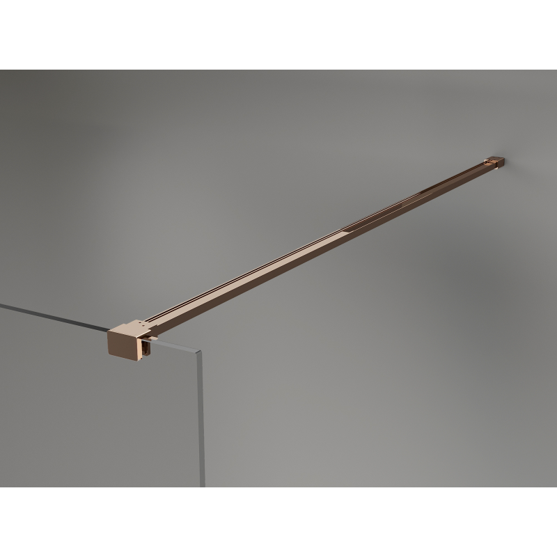Mexen Kioto+ ścianka prysznicowa z półką Walk-in 150 x 200 cm, ombre czarna 8 mm, różowe złoto - 800-150-121-60-76