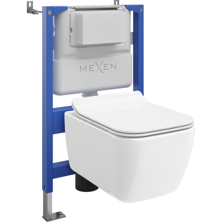 Mexen Stella WC Concealed Set Tex Air XS-F Pneumatic Frame with Toilet Bowl and Soft-Close Seat, White - 610830680800A