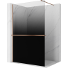 Mexen Kioto+ ścianka prysznicowa z półką Walk-in 70 x 200 cm, ombre czarna 8 mm, miedź szczotkowana - 800-070-121-65-76