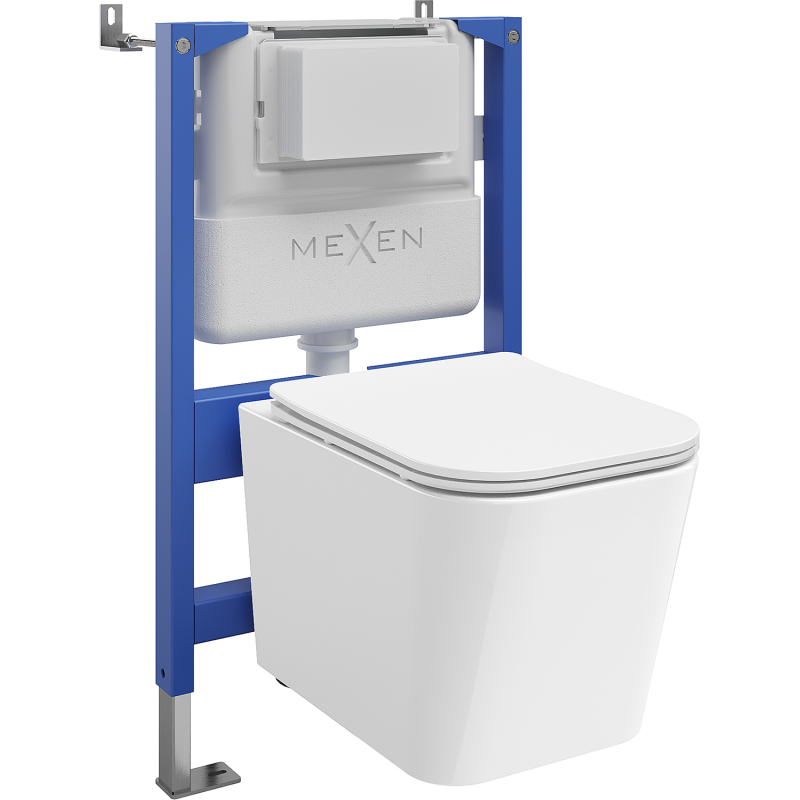 Mexen Teo WC iebūvējamais komplekts ar pneimatisko rāmi Tex Air XS-F un WC podu Tornado ar lēnām nosēdinošo sēdekli,