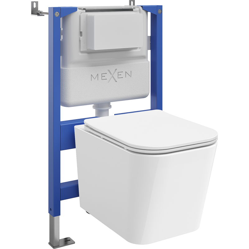 Mexen Teo WC-Unterputz-Set pneumatisches Gestell Tex Air XS-F mit WC-Schüssel Tornado und Soft-Close-Sitz, weiß