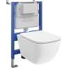Mexen Timo conjunto empotrado WC bastidor neumático Tex Air XS-F con taza WC Tornado y asiento de cierre suave, blanco