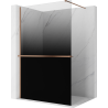 Mexen Kioto+ ścianka prysznicowa z półką Walk-in 100 x 200 cm, ombre czarna 8 mm, miedź szczotkowana - 800-100-121-65-76