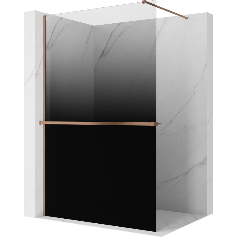 Mexen Kioto+ dušisein riiuliga Walk-in 120 x 200 cm, ombré must 8 mm, harjatud vask - 800-120-121-65-76