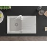Mexen Cesar 1-bowl granite sink with drainer and Telma kitchen tap, white - 6514-20-670200-20