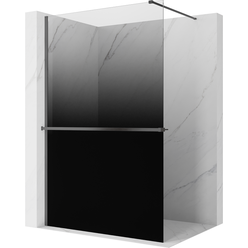 Mexen Kioto+ tuš zaslon s polico Walk-in 80 x 200 cm, črna ombre 8 mm, brušeni gun gray - 800-080-121-66-76