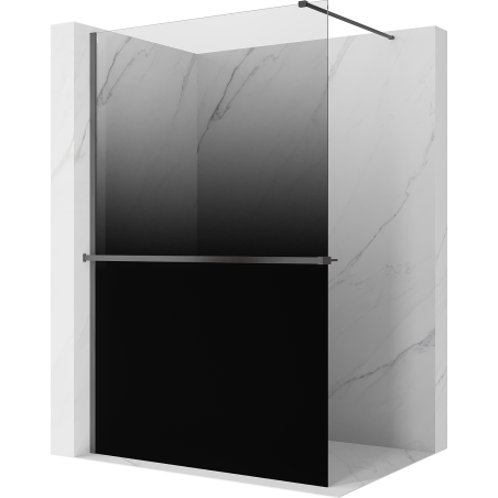 Mexen Kioto+ tuš zaslon s polico Walk-in 80 x 200 cm, črna ombre 8 mm, brušeni gun gray - 800-080-121-66-76