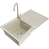 Mexen Cesar fregadero de granito de 1 compartimento con escurridor y grifo de cocina Telma, beige - 6514-69-670200-69