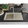 Mexen Cesar Granitspüle 1-Kammer mit Abtropffläche und Küchenarmatur Telma, beige - 6514-69-670200-69