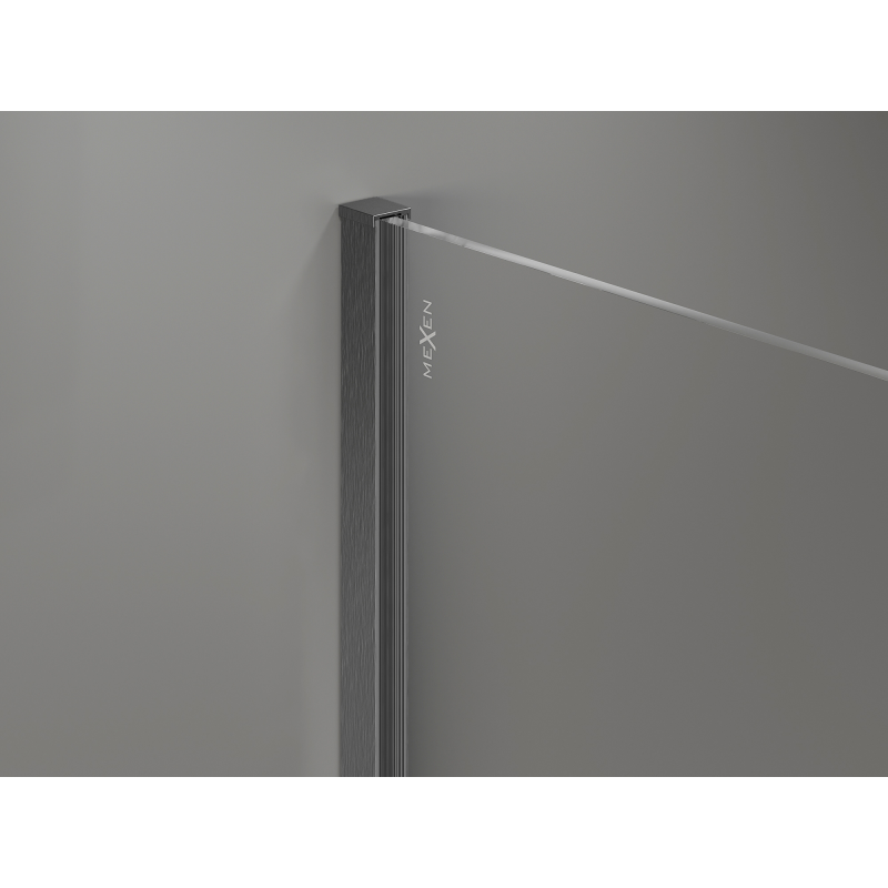 Mexen Kioto+ duschvägg med hylla Walk-in 150 x 200 cm, ombre svart 8 mm, gun gray borstad - 800-150-121-66-76