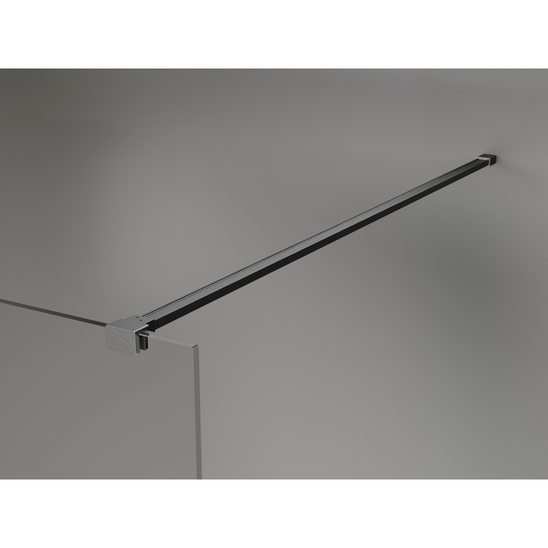 Mexen Kioto+ duschvägg med hylla Walk-in 150 x 200 cm, ombre svart 8 mm, gun gray borstad - 800-150-121-66-76