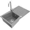 Mexen Cesar 1-bowl granite sink with drainer and Telma kitchen faucet, gray - 6514-71-670200-00