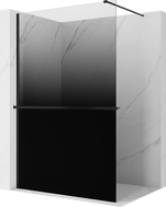 Mexen Kioto+ ścianka prysznicowa z półką Walk-in 90 x 200 cm, ombre czarna 8 mm, czarna - 800-090-121-70-76