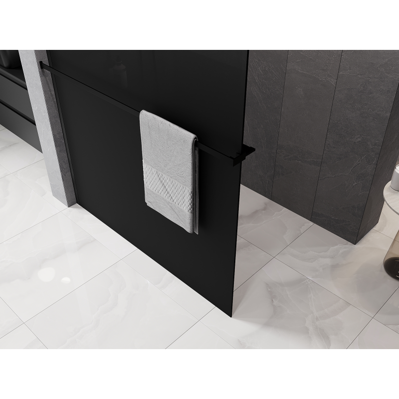 Mexen Kioto+ shower wall with shelf Walk-in 100 x 200 cm, ombre black 8 mm, black - 800-100-121-70-76
