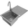 Mexen Cesar fregadero de granito 1-cubeta con escurridor y grifo de cocina Telma, gris - 6514-71-670200-71