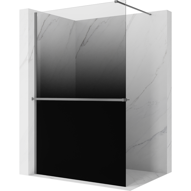 Mexen Kioto+ tuš stijena s policom Walk-in 80 x 200 cm, ombre crna 8 mm, gun metal - 800-080-121-95-76
