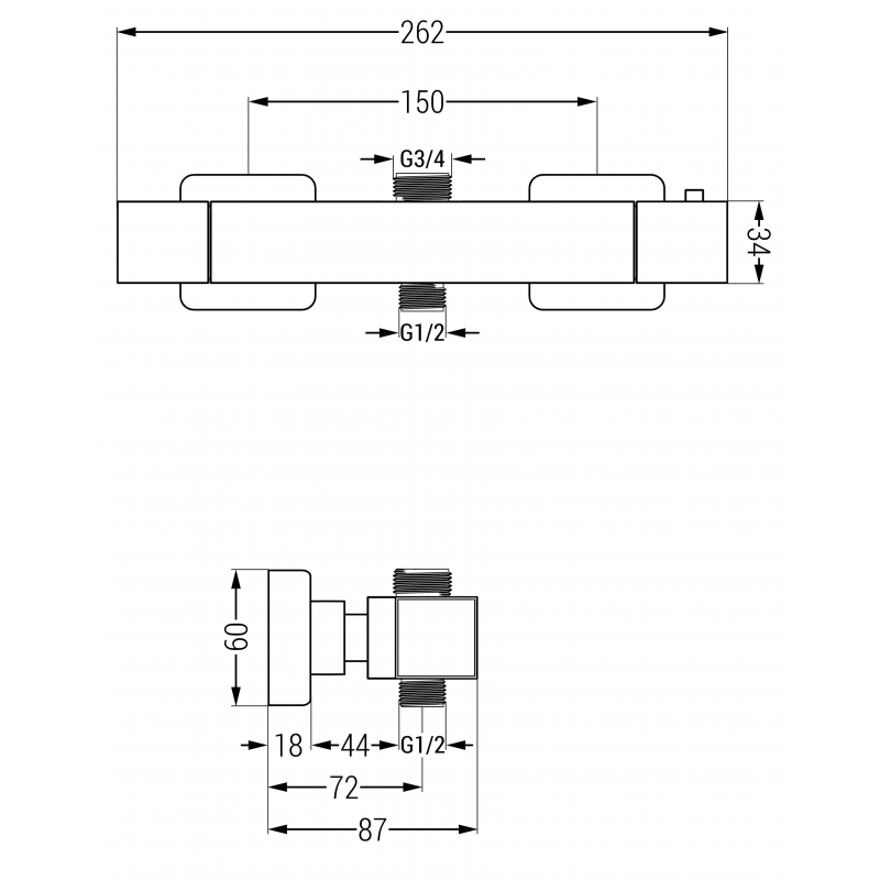 Mexen Cube Thermostat-Duscharmatur, weiß - 77250-20