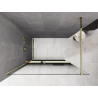 Mexen Kioto+ ścianka prysznicowa z półką Walk-in 100 x 200 cm, ombre czarna 8 mm, złota - 800-100-121-50-76