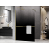 Mexen Kioto+ Duschtür mit Regal Walk-in 90 x 200 cm, Ombre Schwarz 8 mm, gebürstetes Gold - 800-090-121-55-76