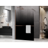 Mexen Kioto+ ścianka prysznicowa z półką Walk-in 70 x 200 cm, ombre czarna 8 mm, miedź szczotkowana - 800-070-121-65-76