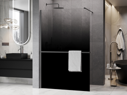 Mexen Kioto+ ścianka prysznicowa z półką Walk-in 80 x 200 cm, ombre czarna 8 mm, gun metal - 800-080-121-95-76