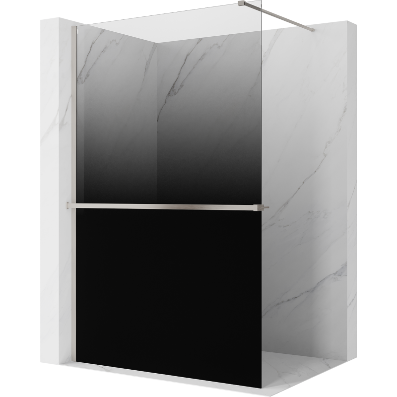 Mexen Kioto+ τοίχος ντους με ράφι Walk-in 140 x 200 cm, ombre μαύρο 8 mm, βουρτσισμένο