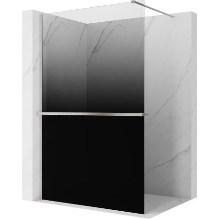 Mexen Kioto+ τοίχος ντους με ράφι Walk-in 140 x 200 cm, ombre μαύρο 8 mm, βουρτσισμένο
