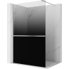 Mexen Kioto+ τοίχος ντους με ράφι Walk-in 140 x 200 cm, ombre μαύρο 8 mm, βουρτσισμένο
