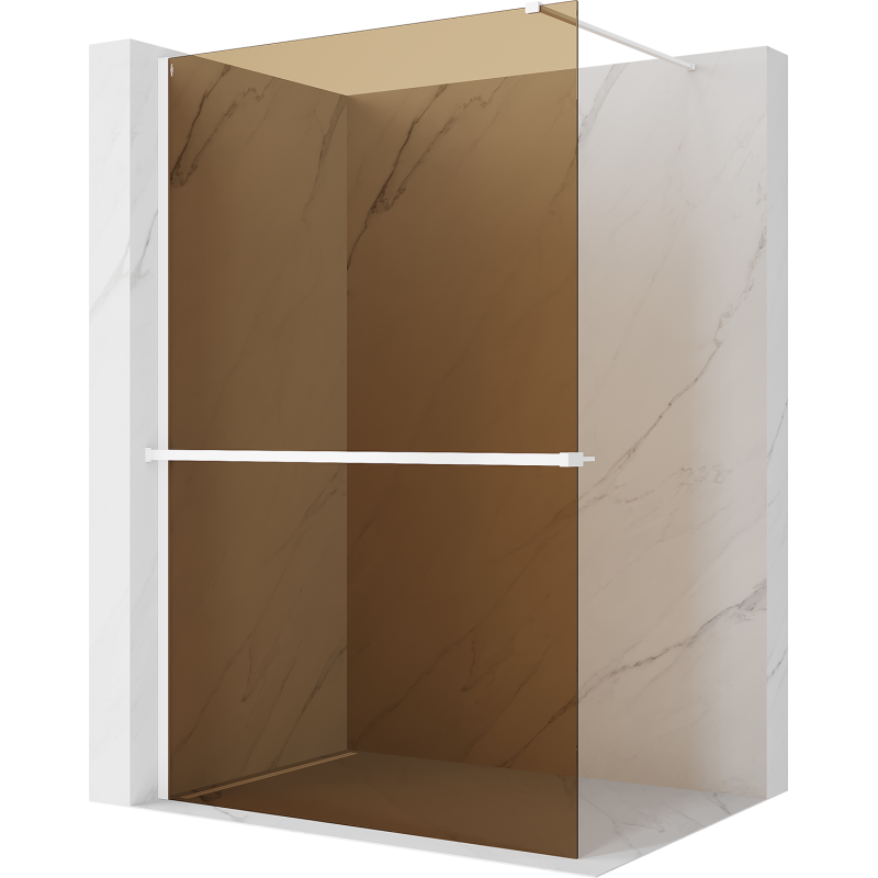 Mexen Kioto+ duschvägg med hylla Walk-in 70 x 200 cm, brons 8 mm, vit - 800-070-121-20-32