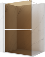 Mexen Kioto+ ścianka prysznicowa z półką Walk-in 80 x 200 cm, brąz 8 mm, biała - 800-080-121-20-32