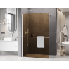 Mexen Kioto+ ścianka prysznicowa z półką Walk-in 130 x 200 cm, brąz 8 mm, biała - 800-130-121-20-32