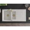 Mexen Andres lava-loiça de granito 1,5-compras com escorredor e torneira de cozinha Telma, branco - 6515-20-670200-50