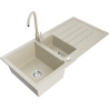 Mexen Andres lavello in granito a 1,5 vasche con scolapiatti e miscelatore cucina Telma, beige - 6515-69-670200-69