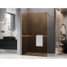 Mexen Kioto+ parede de duche com prateleira Walk-in 120 x 200 cm, bronze 8 mm, dourado escovado - 800-120-121-55-32