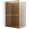 Mexen Kioto+ parede de duche com prateleira Walk-in 120 x 200 cm, bronze 8 mm, dourado escovado - 800-120-121-55-32